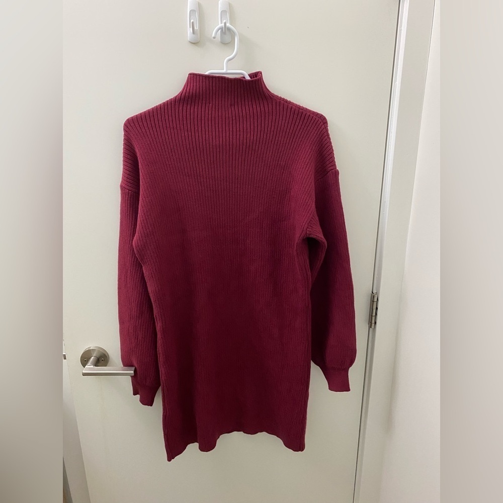 Burgundy mock neck knit sweater dress NWOT - Picture 5 of 7